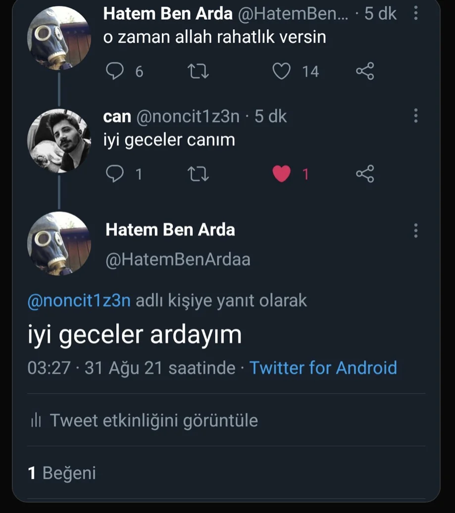 iyi geceler, ardayım, canım